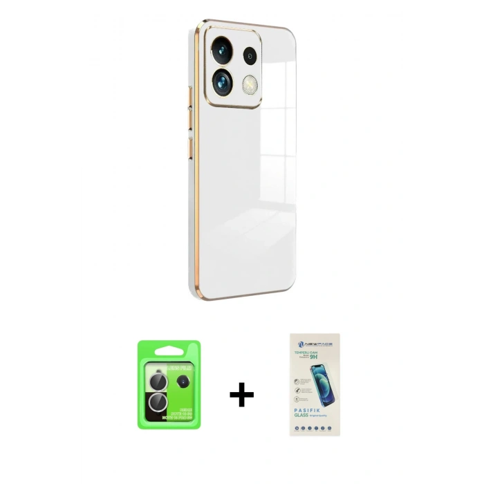 MARSİLYAN™- Redmi Note 13 Pro 5G Kılıf Yankı Serisi - Şeffaf Pasifik Cam Ekran Koruyucu + Raze Metal Kamera Lens - GS