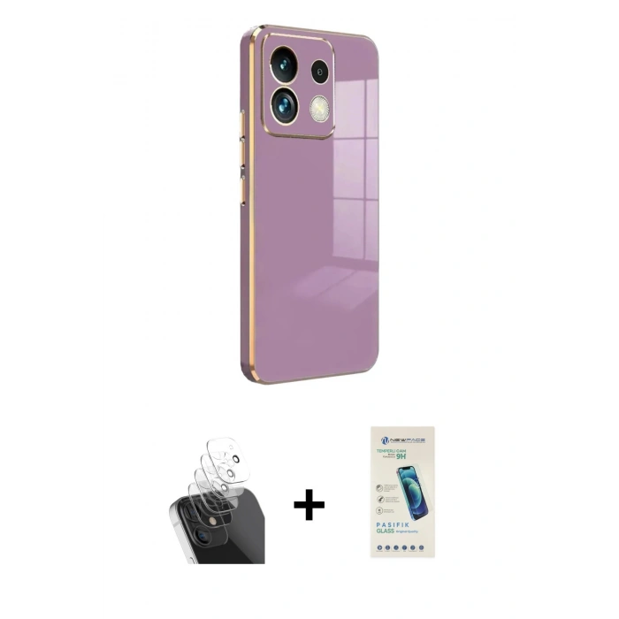 MARSİLYAN™- Redmi Note 13 Pro 5G Kılıf Yankı Serisi - Şeffaf Pasifik Cam Ekran Koruyucu + Kamera Lens Koruma Cam - SF