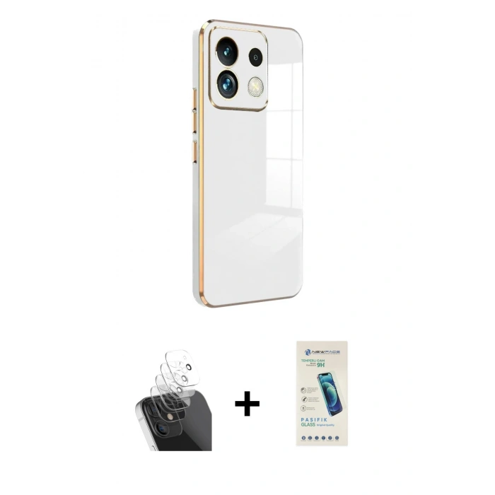 MARSİLYAN™- Redmi Note 13 Pro 5G Kılıf Yankı Serisi - Şeffaf Pasifik Cam Ekran Koruyucu + Kamera Lens Koruma Cam - SF