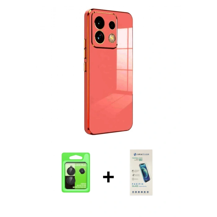 MARSİLYAN™- Redmi Note 13 Pro 5G Kılıf Yankı Serisi - Şeffaf Pasifik Cam Ekran Koruyucu + Raze Metal Kamera Lens - SH