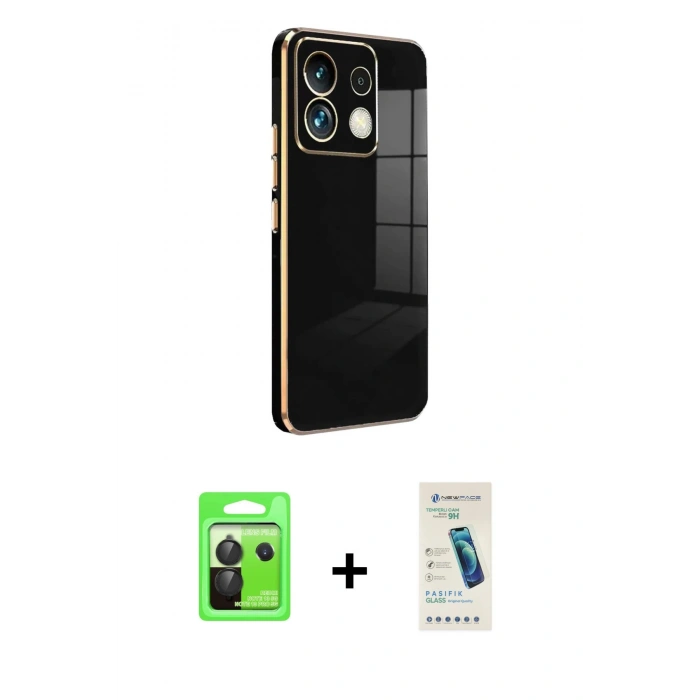 MARSİLYAN™- Redmi Note 13 Pro 5G Kılıf Yankı Serisi - Şeffaf Pasifik Cam Ekran Koruyucu + Raze Metal Kamera Lens - SH