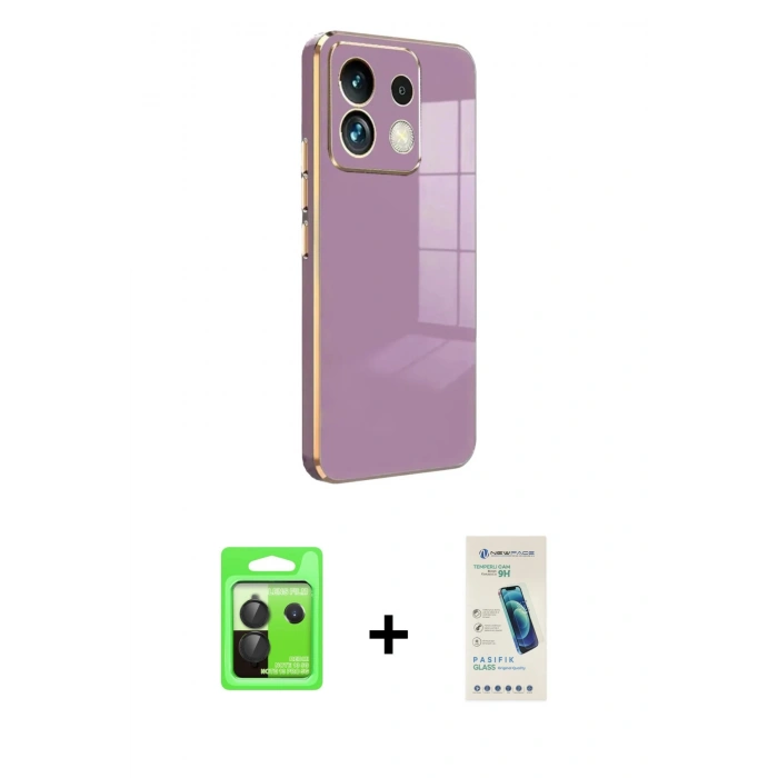 MARSİLYAN™- Redmi Note 13 Pro 5G Kılıf Yankı Serisi - Şeffaf Pasifik Cam Ekran Koruyucu + Raze Metal Kamera Lens - SH