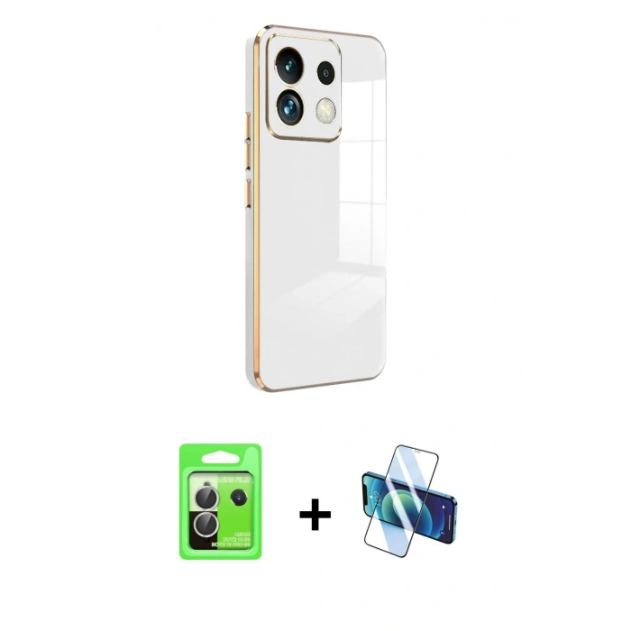MARSİLYAN™- Redmi Note 13 Pro 5G Kılıf Yankı Serisi - Siyah 3D Antistatik Cam Ekran Koruyucu + Raze Metal Kamera Lens - GS