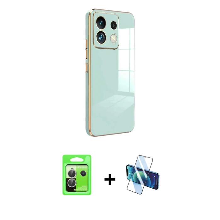 MARSİLYAN™- Redmi Note 13 Pro 5G Kılıf Yankı Serisi - Siyah 3D Antistatik Cam Ekran Koruyucu + Raze Metal Kamera Lens - GS