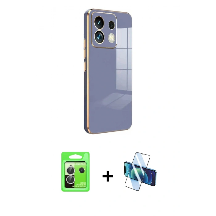MARSİLYAN™- Redmi Note 13 Pro 5G Kılıf Yankı Serisi - Siyah 3D Antistatik Cam Ekran Koruyucu + Raze Metal Kamera Lens - GS