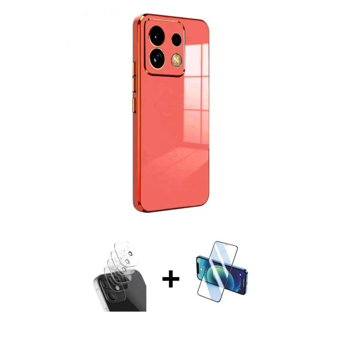 MARSİLYAN™- Redmi Note 13 Pro 5G Kılıf Yankı Serisi - Siyah 3D Antistatik Cam Ekran Koruyucu + Kamera Lens Koruma Cam - SF