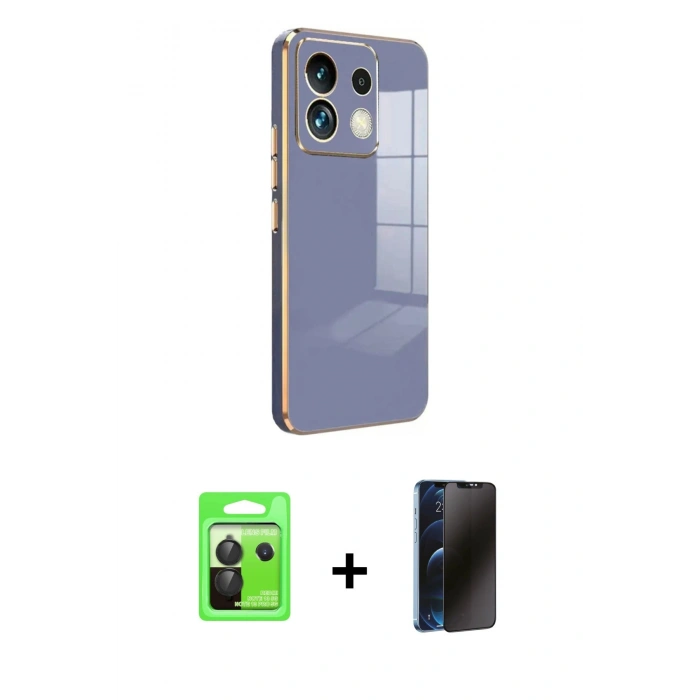 MARSİLYAN™- Redmi Note 13 Pro 5G Kılıf Yankı Serisi - Siyah 3D Antistatik Hayalet Cam Ekran Koruyucu + Raze Metal Kamera Lens - SH