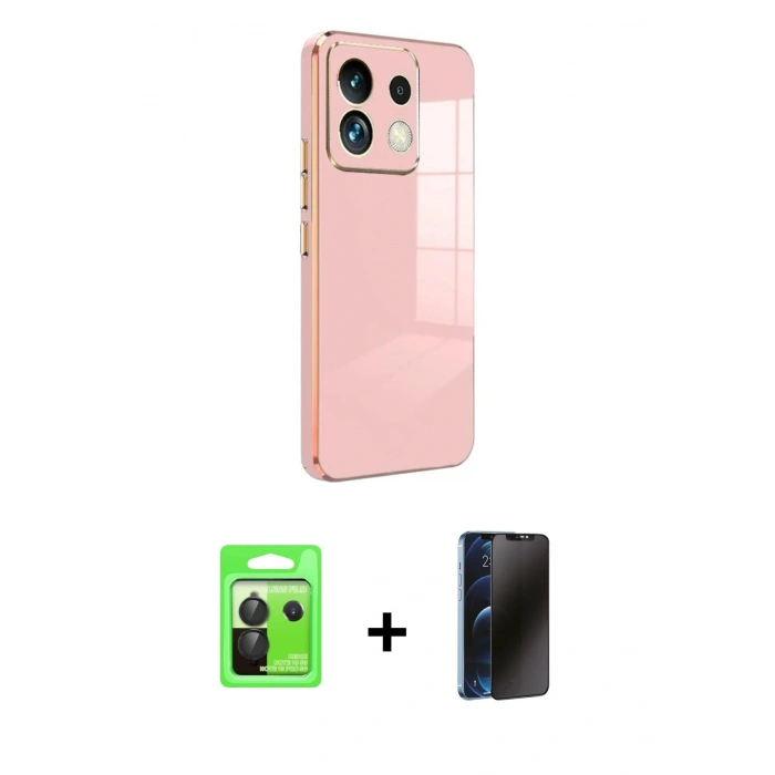 MARSİLYAN™- Redmi Note 13 Pro 5G Kılıf Yankı Serisi - Siyah 3D Antistatik Hayalet Cam Ekran Koruyucu + Raze Metal Kamera Lens - SH