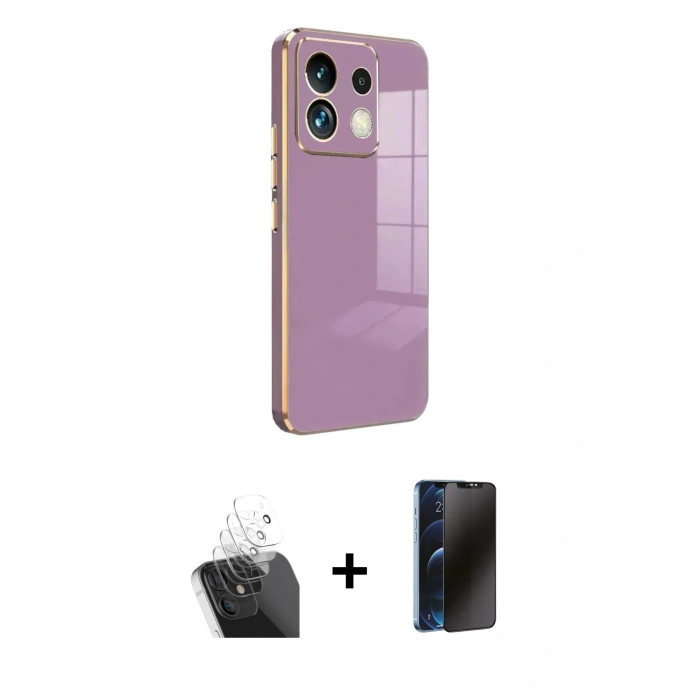 MARSİLYAN™- Redmi Note 13 Pro 5G Kılıf Yankı Serisi - Siyah 3D Antistatik Hayalet Cam Ekran Koruyucu + Kamera Lens Koruma Cam - SF