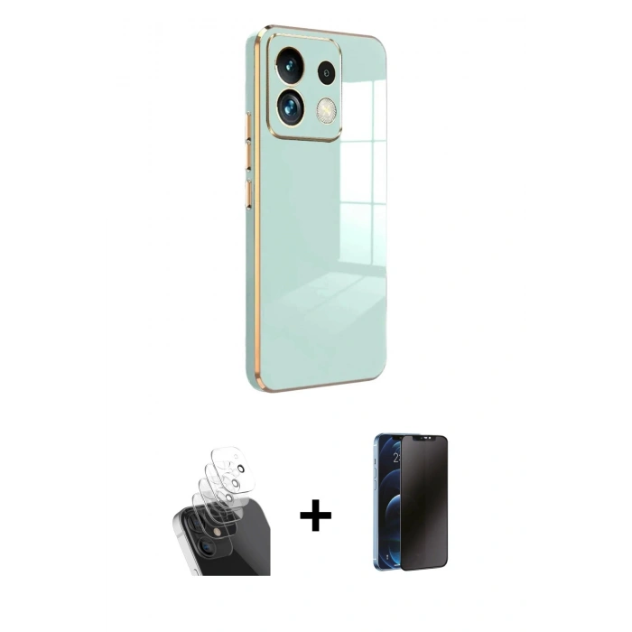 MARSİLYAN™- Redmi Note 13 Pro 5G Kılıf Yankı Serisi - Siyah 3D Antistatik Hayalet Cam Ekran Koruyucu + Kamera Lens Koruma Cam - SF
