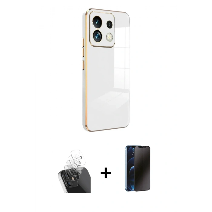 MARSİLYAN™- Redmi Note 13 Pro 5G Kılıf Yankı Serisi - Siyah 3D Antistatik Hayalet Cam Ekran Koruyucu + Kamera Lens Koruma Cam - SF