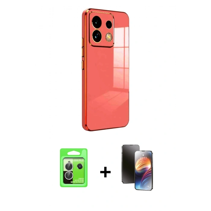 MARSİLYAN™- Redmi Note 13 Pro 5G Kılıf Yankı Serisi - Siyah 3D Antistatik Mat Seramik Nano Ekran Koruyucu + Raze Metal Kamera Lens - GS