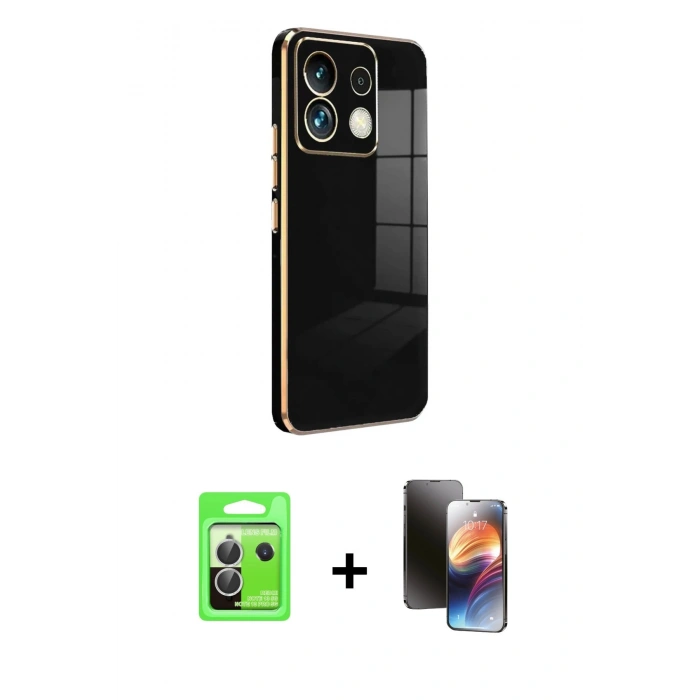 MARSİLYAN™- Redmi Note 13 Pro 5G Kılıf Yankı Serisi - Siyah 3D Antistatik Mat Seramik Nano Ekran Koruyucu + Raze Metal Kamera Lens - GS