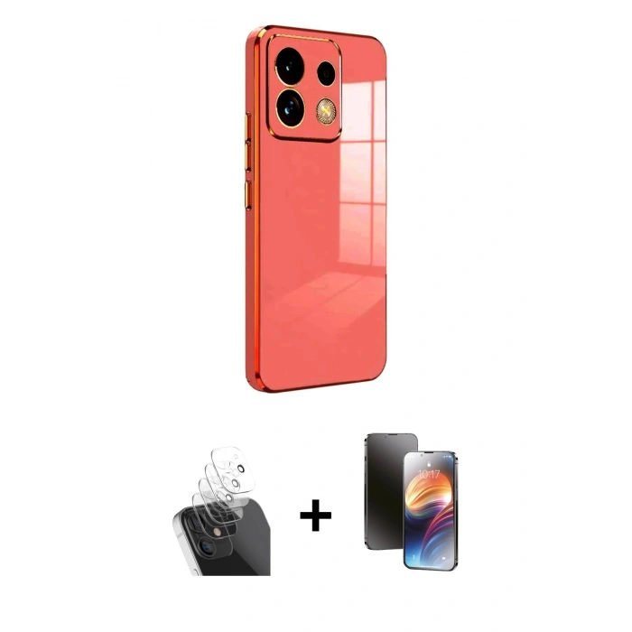 MARSİLYAN™- Redmi Note 13 Pro 5G Kılıf Yankı Serisi - Siyah 3D Antistatik Mat Seramik Nano Ekran Koruyucu + Kamera Lens Koruma Cam - SF