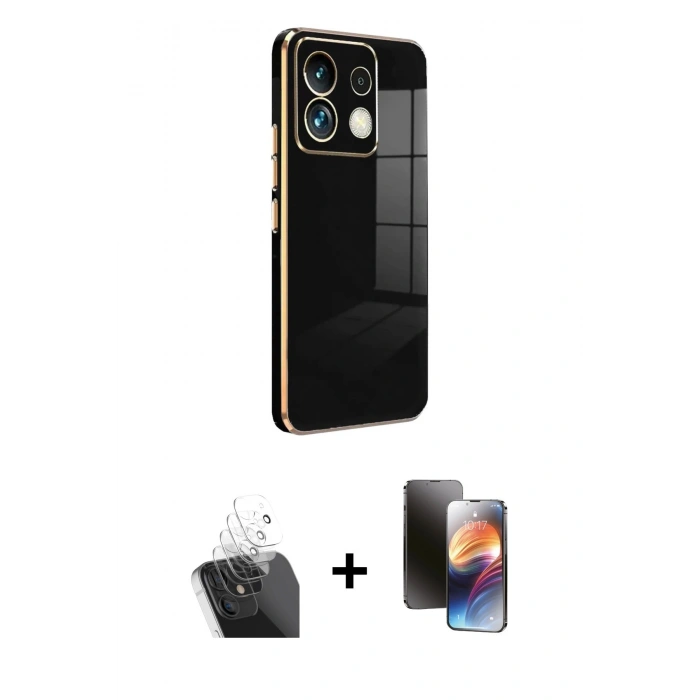 MARSİLYAN™- Redmi Note 13 Pro 5G Kılıf Yankı Serisi - Siyah 3D Antistatik Mat Seramik Nano Ekran Koruyucu + Kamera Lens Koruma Cam - SF