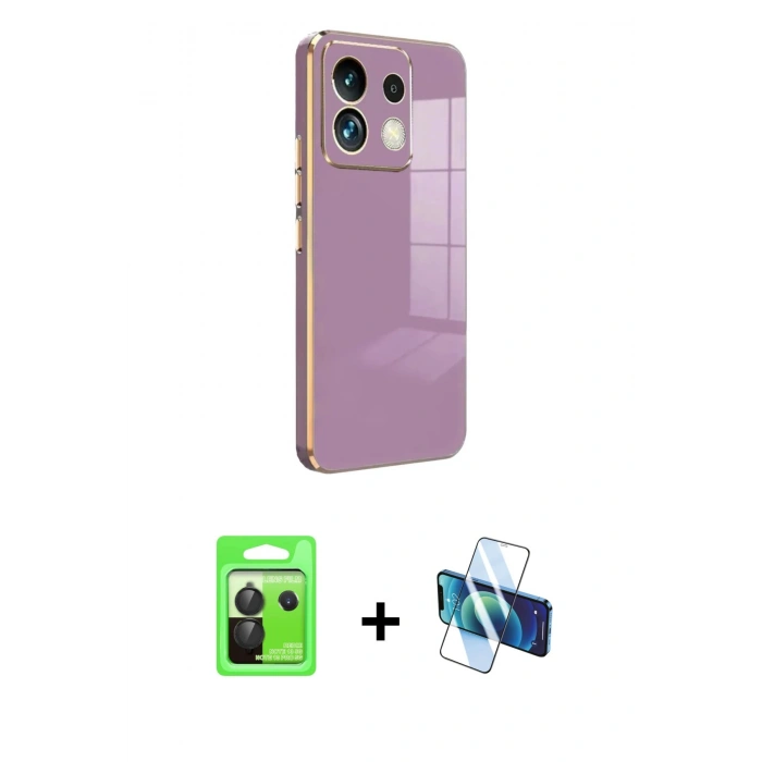 MARSİLYAN™- Redmi Note 13 Pro 5G Kılıf Yankı Serisi - Siyah 3D Antistatik Seramik Nano Ekran Koruyucu + Raze Metal Kamera Lens - SH