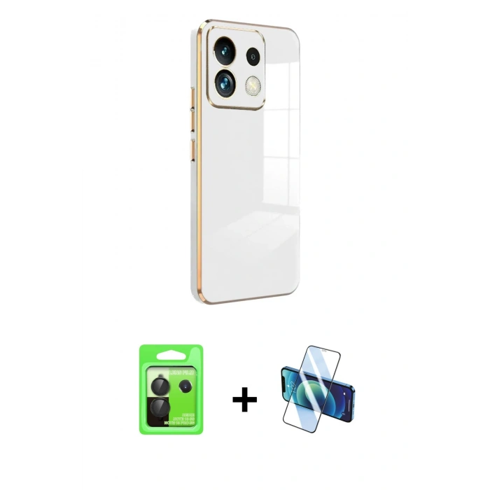 MARSİLYAN™- Redmi Note 13 Pro 5G Kılıf Yankı Serisi - Siyah 3D Antistatik Seramik Nano Ekran Koruyucu + Raze Metal Kamera Lens - SH