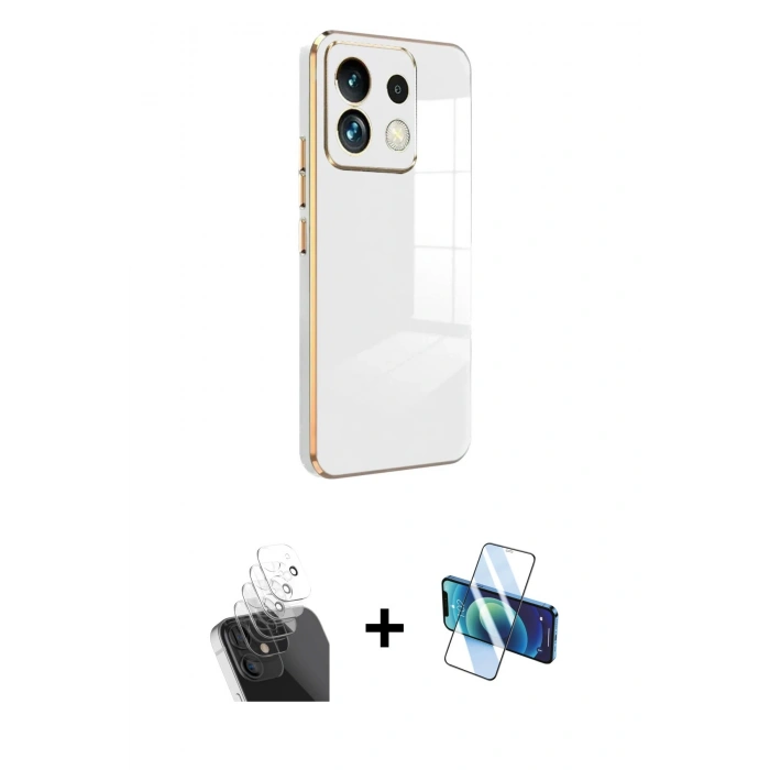 MARSİLYAN™- Redmi Note 13 Pro 5G Kılıf Yankı Serisi - Siyah 3D Antistatik Seramik Nano Ekran Koruyucu + Şeffaf Kamera Lens Koruma Cam