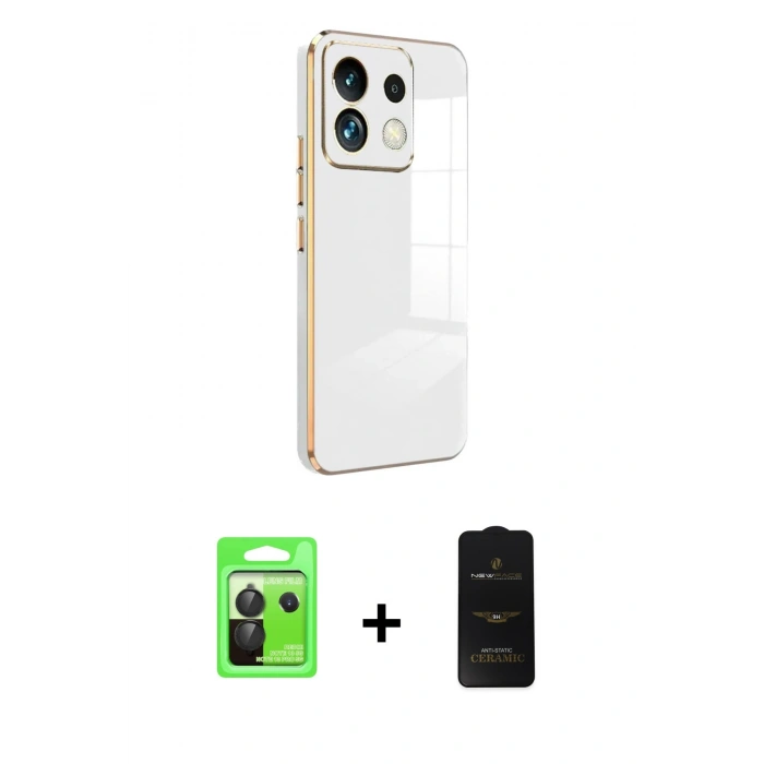 MARSİLYAN™- Redmi Note 13 Pro 5G Kılıf Yankı Serisi - Siyah 6D Antistatik Mat Seramik Hayalet Nano Ekran Koruyucu + Raze Metal Kamera Lens - SH