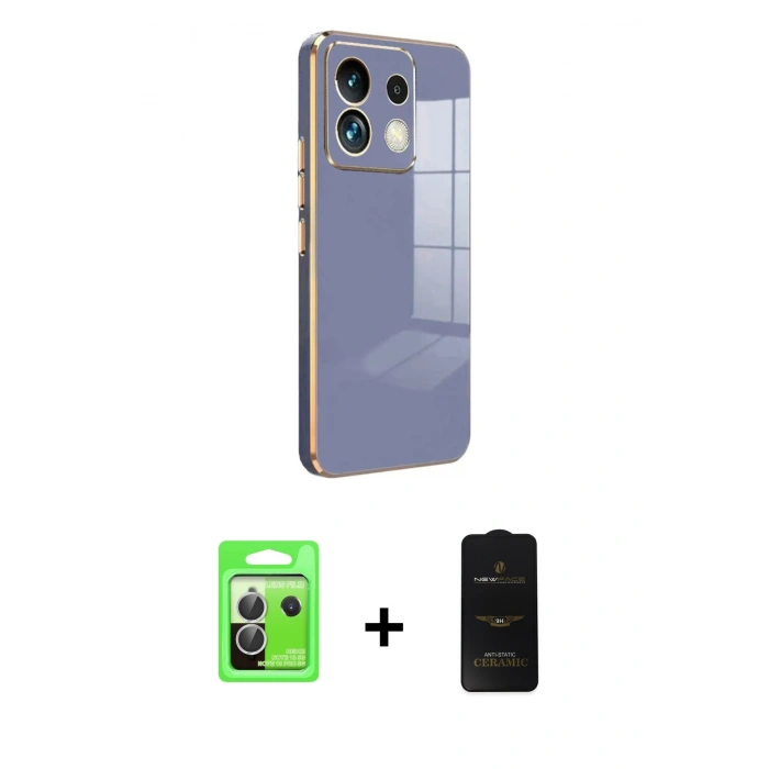 MARSİLYAN™- Redmi Note 13 Pro 5G Kılıf Yankı Serisi - Siyah 6D Antistatik Mat Seramik Hayalet Nano Ekran Koruyucu + Raze Metal Kamera Lens - GS