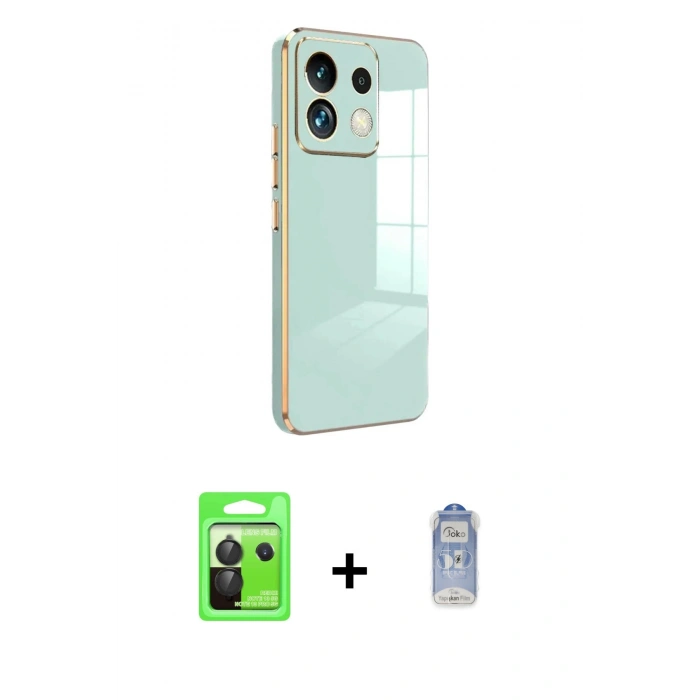 MARSİLYAN™- Redmi Note 13 Pro 5G Kılıf Yankı Serisi - Siyah Joko Magic 5D Cam + Raze Metal Kamera Lens - SH