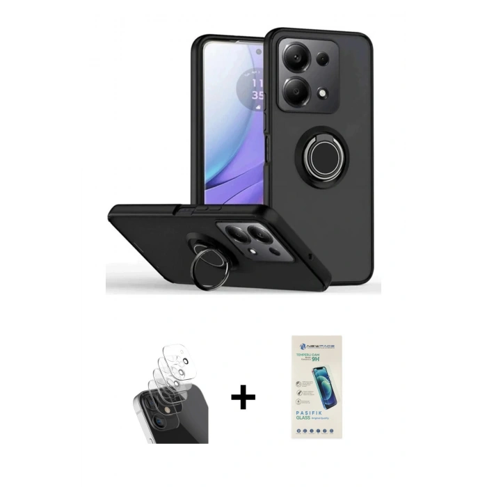 MARSİLYAN™- Redmi Note 13 Pro 5G Kılıf Yörünge Çizgi - Şeffaf Pasifik Cam Ekran Koruyucu + Kamera Lens Koruma Cam - SF