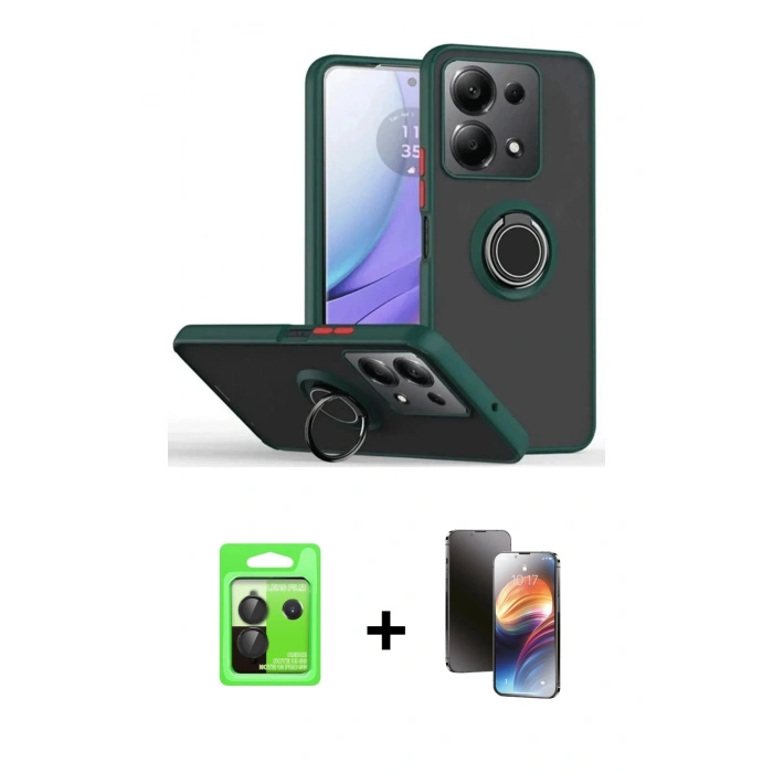 MARSİLYAN™- Redmi Note 13 Pro 5G Kılıf Yörünge Çizgi - Siyah 3D Antistatik Mat Seramik Nano Ekran Koruyucu + Raze Metal Kamera Lens - SH