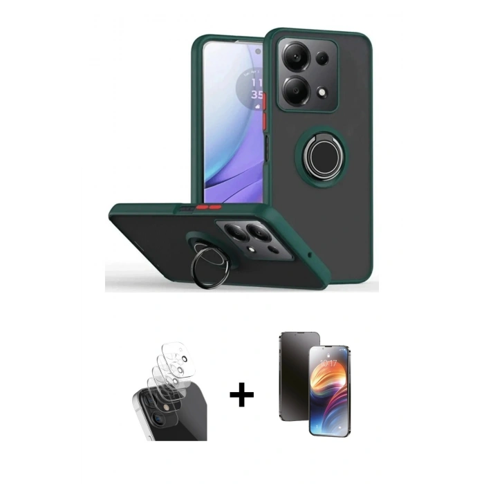 MARSİLYAN™- Redmi Note 13 Pro 5G Kılıf Yörünge Çizgi - Siyah 3D Antistatik Mat Seramik Nano Ekran Koruyucu + Kamera Lens Koruma Cam - SF
