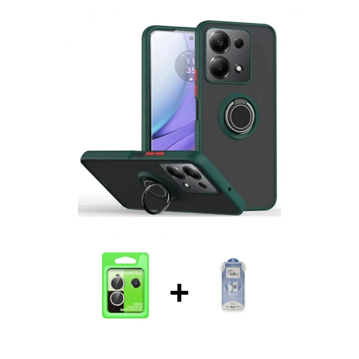MARSİLYAN™- Redmi Note 13 Pro 5G Kılıf Yörünge Çizgi - Siyah Joko Magic 5D Cam + Raze Metal Kamera Lens - GS
