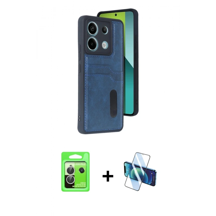 MARSİLYAN™- Redmi Note 13 Pro 5G Kılıf Yörünge Işık Serisi - Siyah 3D Antistatik Cam Ekran Koruyucu + Raze Metal Kamera Lens - GS
