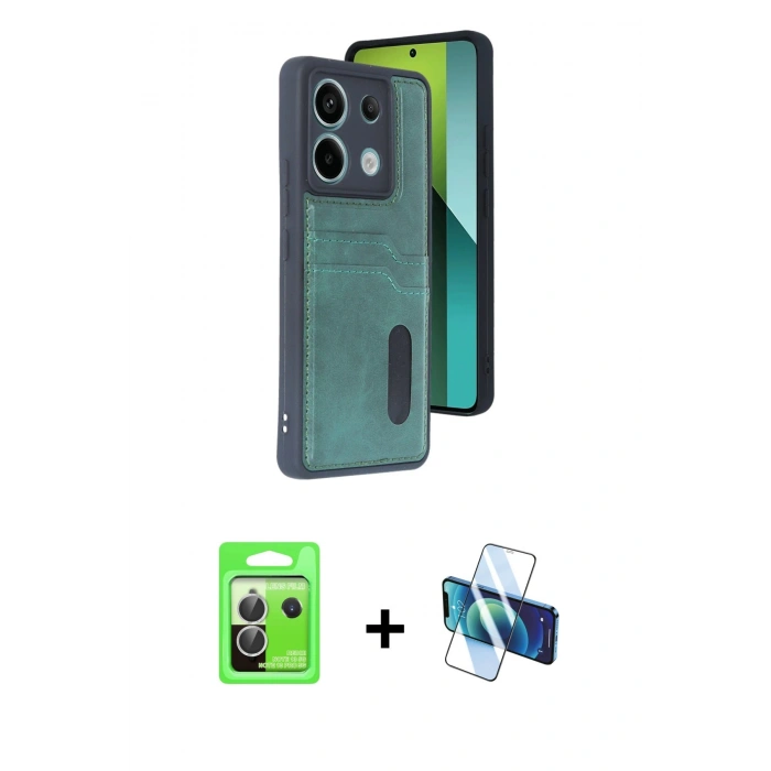 MARSİLYAN™- Redmi Note 13 Pro 5G Kılıf Yörünge Işık Serisi - Siyah 3D Antistatik Cam Ekran Koruyucu + Raze Metal Kamera Lens - GS