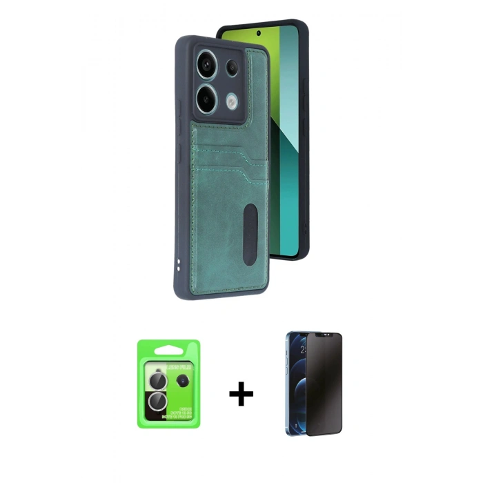 MARSİLYAN™- Redmi Note 13 Pro 5G Kılıf Yörünge Işık Serisi - Siyah 3D Antistatik Hayalet Cam Ekran Koruyucu + Raze Metal Kamera Lens - GS