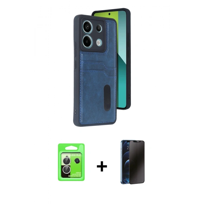MARSİLYAN™- Redmi Note 13 Pro 5G Kılıf Yörünge Işık Serisi - Siyah 3D Antistatik Hayalet Cam Ekran Koruyucu + Raze Metal Kamera Lens - GS