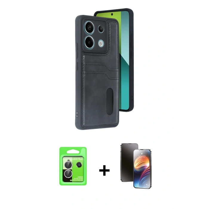 MARSİLYAN™- Redmi Note 13 Pro 5G Kılıf Yörünge Işık Serisi - Siyah 3D Antistatik Mat Seramik Nano Ekran Koruyucu + Raze Metal Kamera Lens - GS