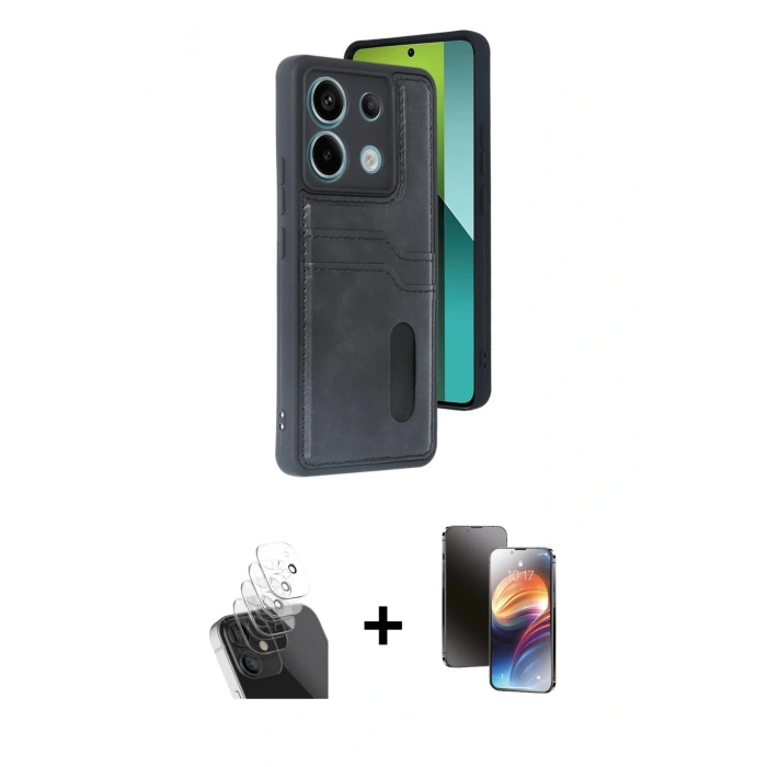 MARSİLYAN™- Redmi Note 13 Pro 5G Kılıf Yörünge Işık Serisi - Siyah 3D Antistatik Mat Seramik Nano Ekran Koruyucu + Kamera Lens Koruma Cam - SF