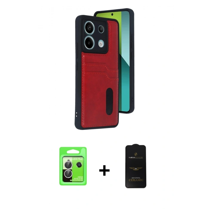 MARSİLYAN™- Redmi Note 13 Pro 5G Kılıf Yörünge Işık Serisi - Siyah 6D Antistatik Mat Seramik Hayalet Nano Ekran Koruyucu + Raze Metal Kamera Lens - GS