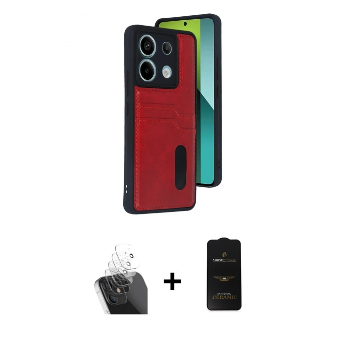 MARSİLYAN™- Redmi Note 13 Pro 5G Kılıf Yörünge Işık Serisi - Siyah 6D Antistatik Mat Seramik Hayalet Nano Ekran Koruyucu + Kamera Lens Koruma Cam - SF