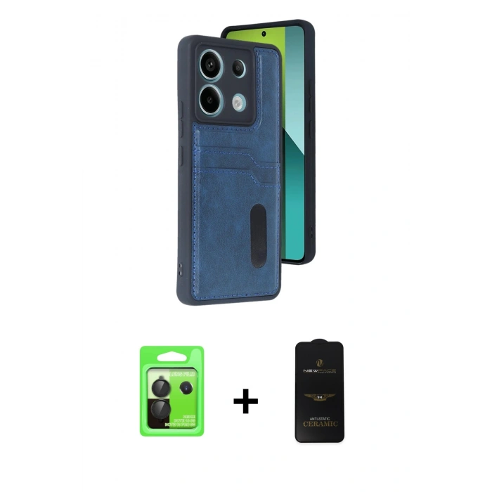MARSİLYAN™- Redmi Note 13 Pro 5G Kılıf Yörünge Işık Serisi - Siyah 6D Antistatik Mat Seramik Hayalet Nano Ekran Koruyucu + Raze Metal Kamera Lens - SH