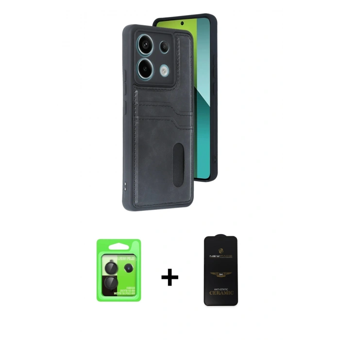MARSİLYAN™- Redmi Note 13 Pro 5G Kılıf Yörünge Işık Serisi - Siyah 6D Antistatik Mat Seramik Hayalet Nano Ekran Koruyucu + Raze Metal Kamera Lens - SH