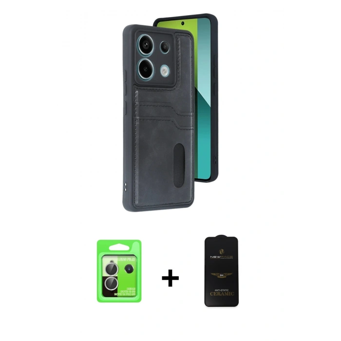 MARSİLYAN™- Redmi Note 13 Pro 5G Kılıf Yörünge Işık Serisi - Siyah 6D Antistatik Mat Seramik Hayalet Nano Ekran Koruyucu + Raze Metal Kamera Lens - GS