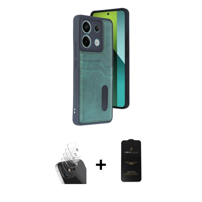 MARSİLYAN™- Redmi Note 13 Pro 5G Kılıf Yörünge Işık Serisi - Siyah 6D Antistatik Mat Seramik Hayalet Nano Ekran Koruyucu + Kamera Lens Koruma Cam - SF