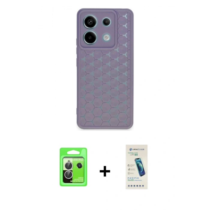 MARSİLYAN™- Redmi Note 13 Pro 5G Kılıf Zirve Form - Şeffaf Pasifik Cam Ekran Koruyucu + Raze Metal Kamera Lens - GS