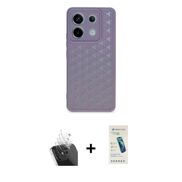 MARSİLYAN™- Redmi Note 13 Pro 5G Kılıf Zirve Form - Şeffaf Pasifik Cam Ekran Koruyucu + Kamera Lens Koruma Cam - SF