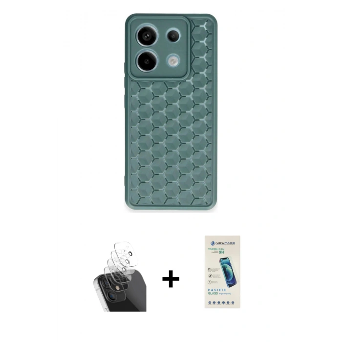 MARSİLYAN™- Redmi Note 13 Pro 5G Kılıf Zirve Form - Şeffaf Pasifik Cam Ekran Koruyucu + Kamera Lens Koruma Cam - SF