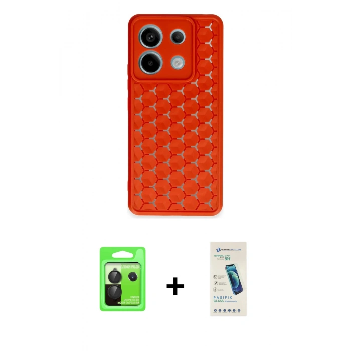 MARSİLYAN™- Redmi Note 13 Pro 5G Kılıf Zirve Form - Şeffaf Pasifik Cam Ekran Koruyucu + Raze Metal Kamera Lens - SH