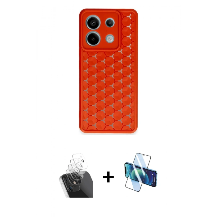 MARSİLYAN™- Redmi Note 13 Pro 5G Kılıf Zirve Form - Siyah 3D Antistatik Cam Ekran Koruyucu + Kamera Lens Koruma Cam - SF