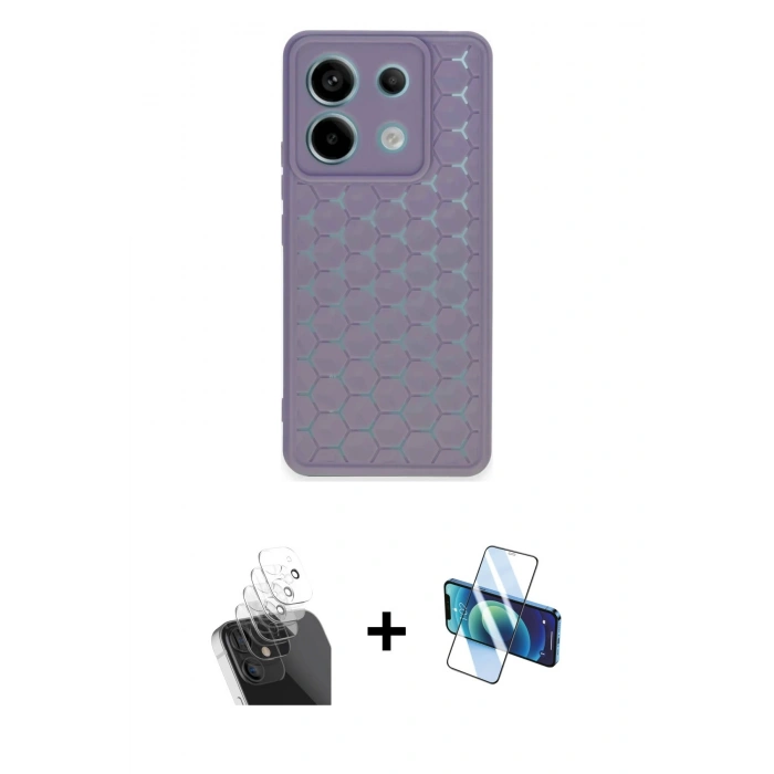 MARSİLYAN™- Redmi Note 13 Pro 5G Kılıf Zirve Form - Siyah 3D Antistatik Cam Ekran Koruyucu + Kamera Lens Koruma Cam - SF