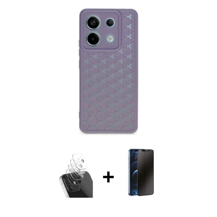 MARSİLYAN™- Redmi Note 13 Pro 5G Kılıf Zirve Form - Siyah 3D Antistatik Hayalet Cam Ekran Koruyucu + Kamera Lens Koruma Cam - SF