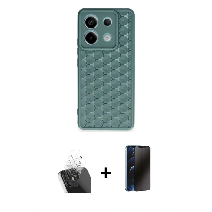 MARSİLYAN™- Redmi Note 13 Pro 5G Kılıf Zirve Form - Siyah 3D Antistatik Hayalet Cam Ekran Koruyucu + Kamera Lens Koruma Cam - SF