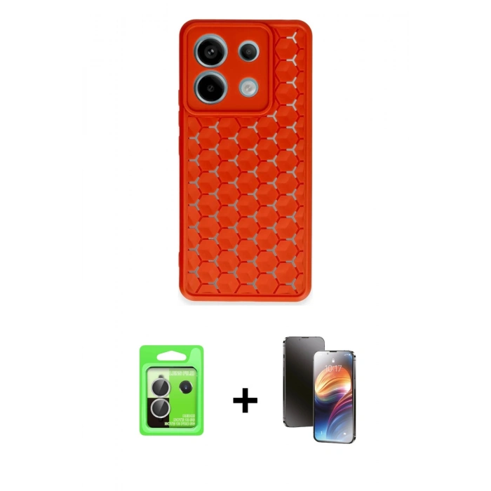 MARSİLYAN™- Redmi Note 13 Pro 5G Kılıf Zirve Form - Siyah 3D Antistatik Mat Seramik Nano Ekran Koruyucu + Raze Metal Kamera Lens - GS